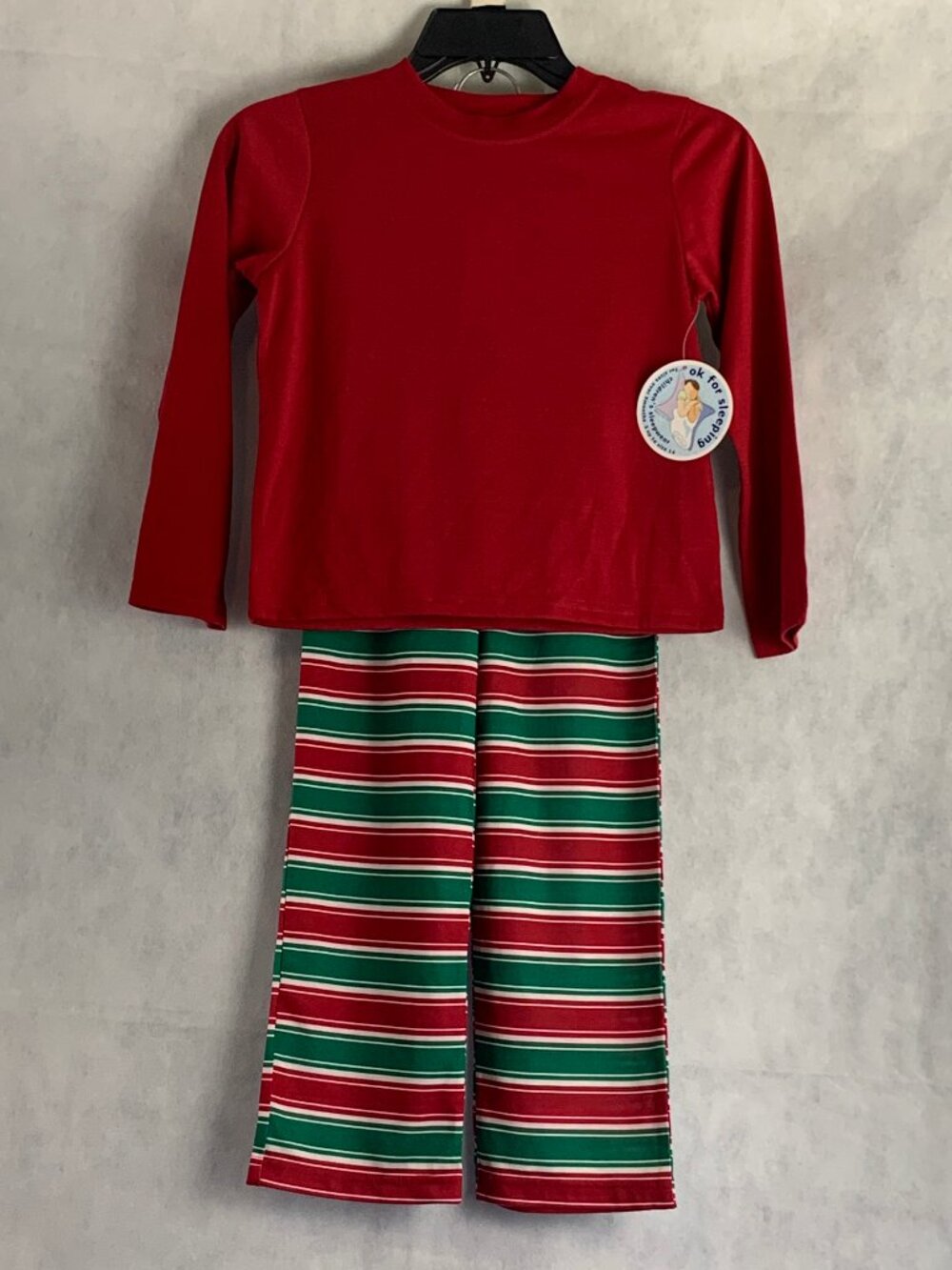 Family Pajamas Kids Boys Girls 2-Piece PJ Set, Red Green Candy Cane Stripe, 8